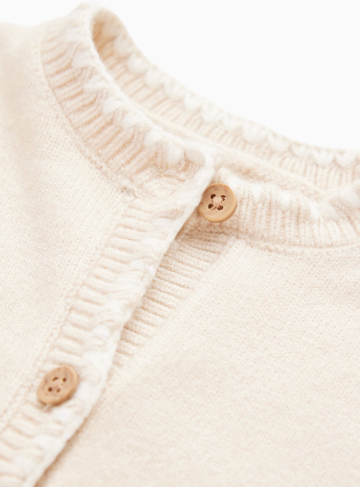 Cream Knitted Button Front Romper Up to 1 mth - Image 2 thumbnail